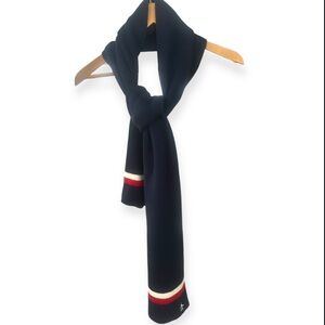 Original Penguin Knit Navy Scarf with Red and White Accents
